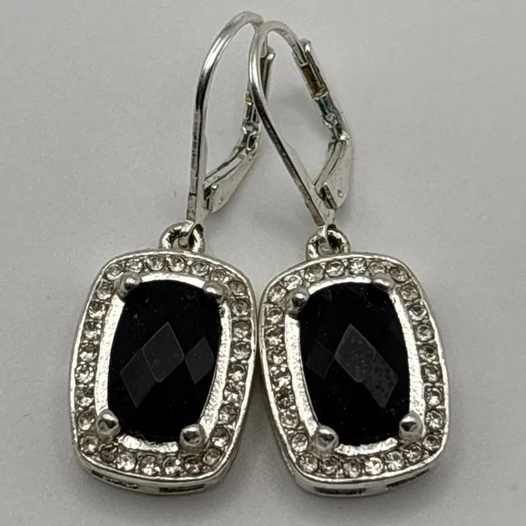 Avon 2012 Elegant Black and Silver Monaco Nights Drop Earrings - Picture 1 of 4